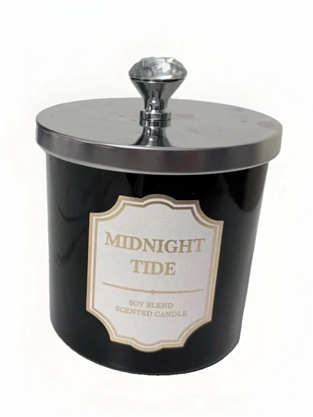 Black Scented Soy-Blend Candle with Silver Lid